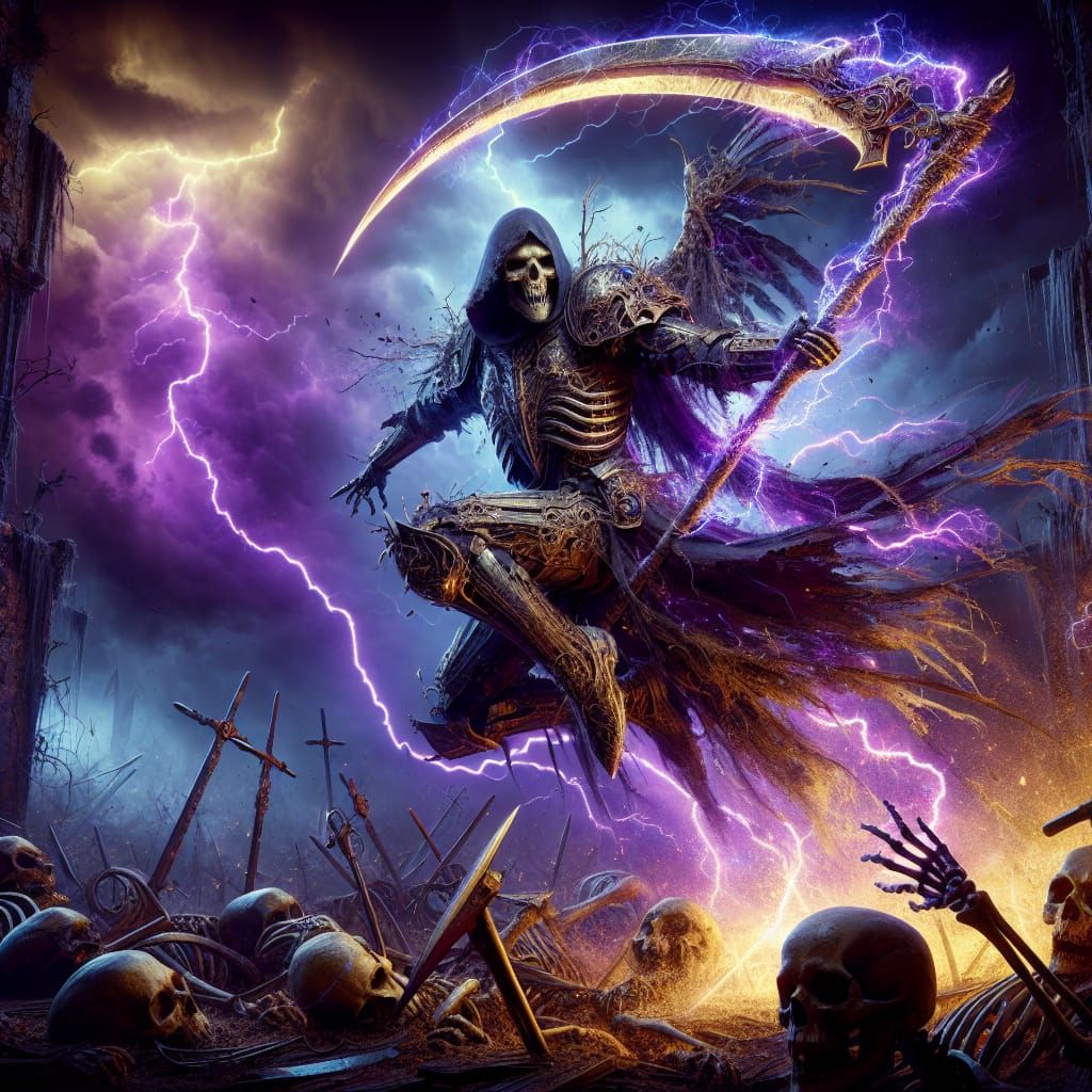 Triumphant Gothic Knight with Scythe of Lightning