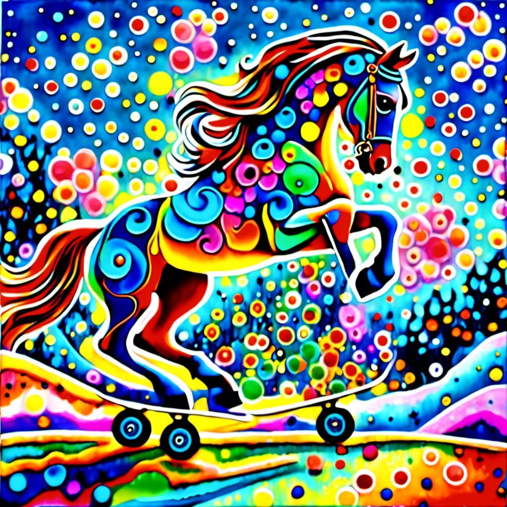 Arabian Horse Skating in Skatepark Art Brut Style
