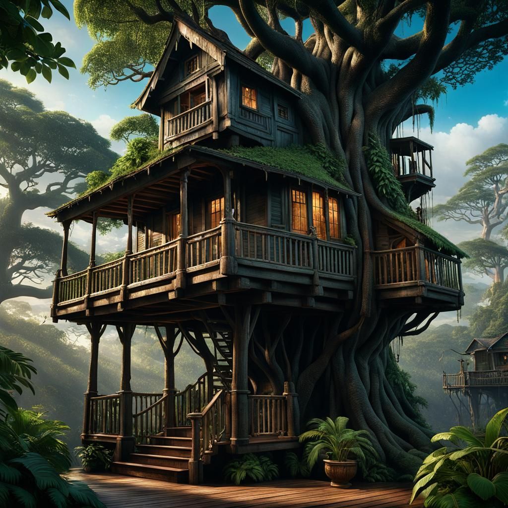 Tarzan and Jane's Detailed Treehouse Matte Painting