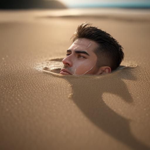 Dramatic Portrait of Cop Sinking in Quicksand