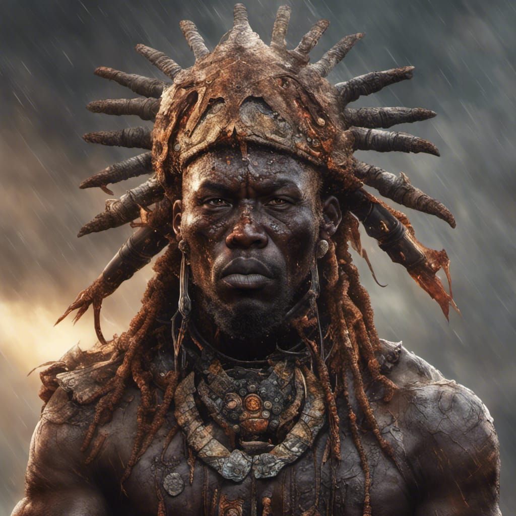 Fierce African Warrior God Ready for War