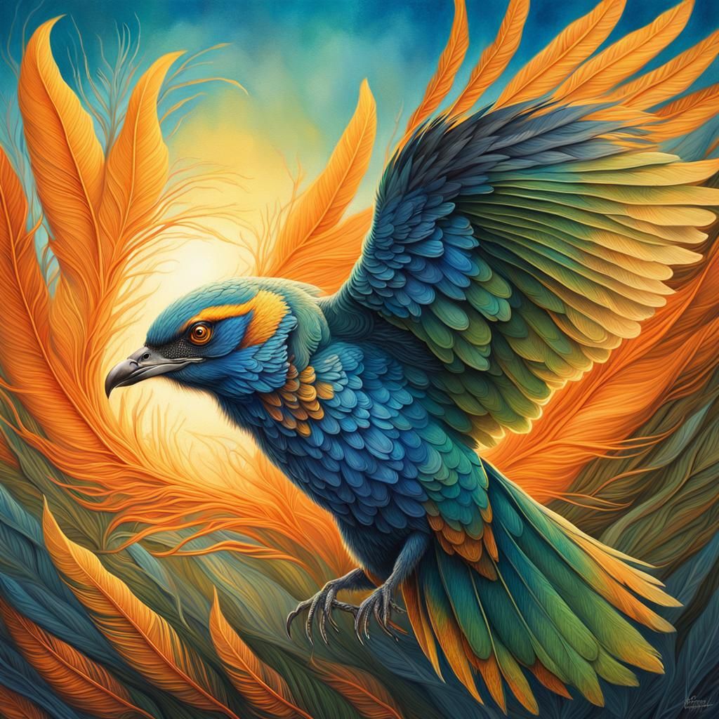 Majestic Bird in Flight: Fantasy Wildlife Art