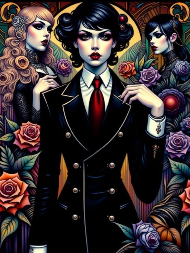 Distinguished Vampires in Grotesque Cartoon Style