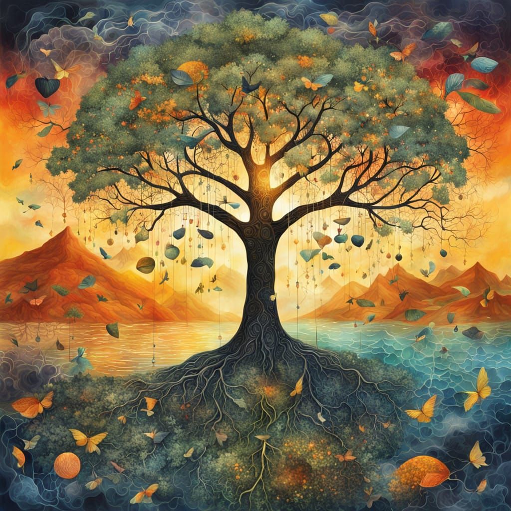 Surreal Digital Collage in Bio Art Style Capturing Personal...