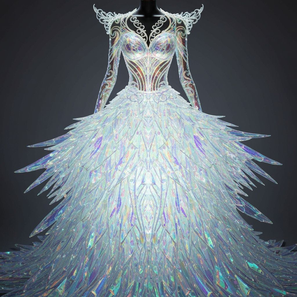 Art Nouveau Glass Gown with Bioluminescent Light