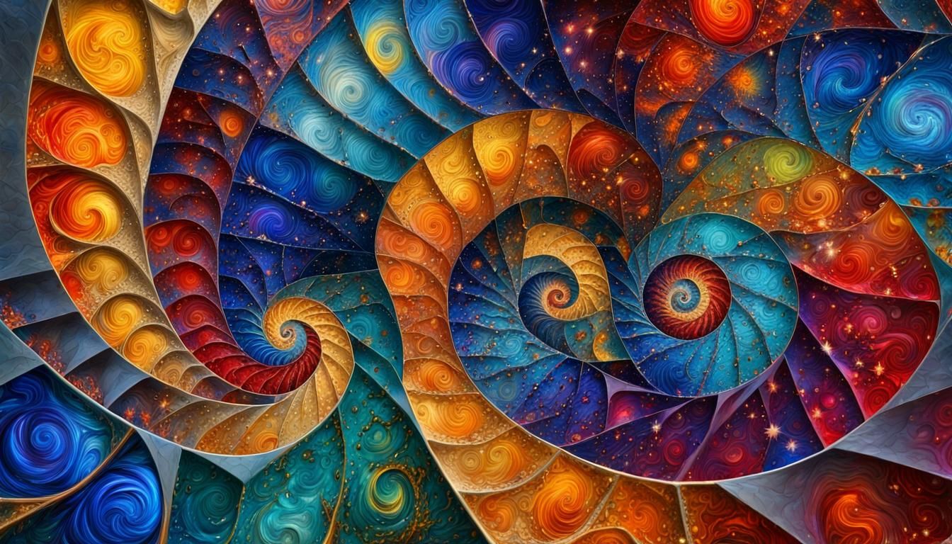 Fractal Star Spiral in Impasto Oil Paint Style