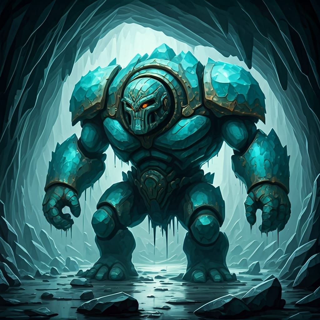 Turquoise Golem in Crystal Cave Graffiti Art