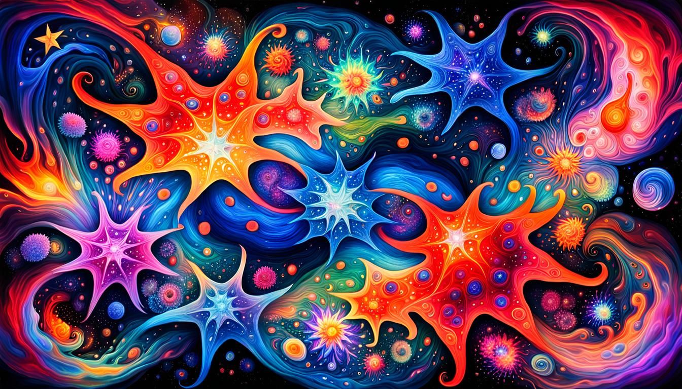 Cosmic Plasma Stars in Surreal Abstract Fauvist Style