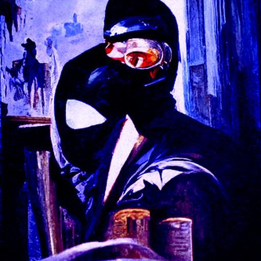 Masked Vigilante Superhuman in Oil Painting Style