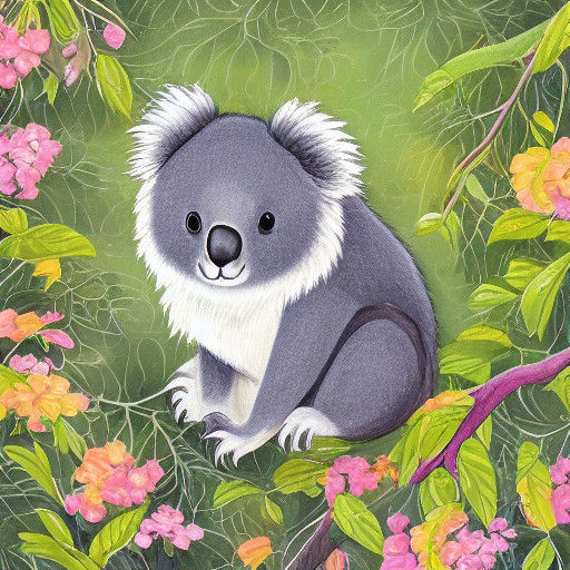 Pastel Koala Cub in Kawaii Anime Style