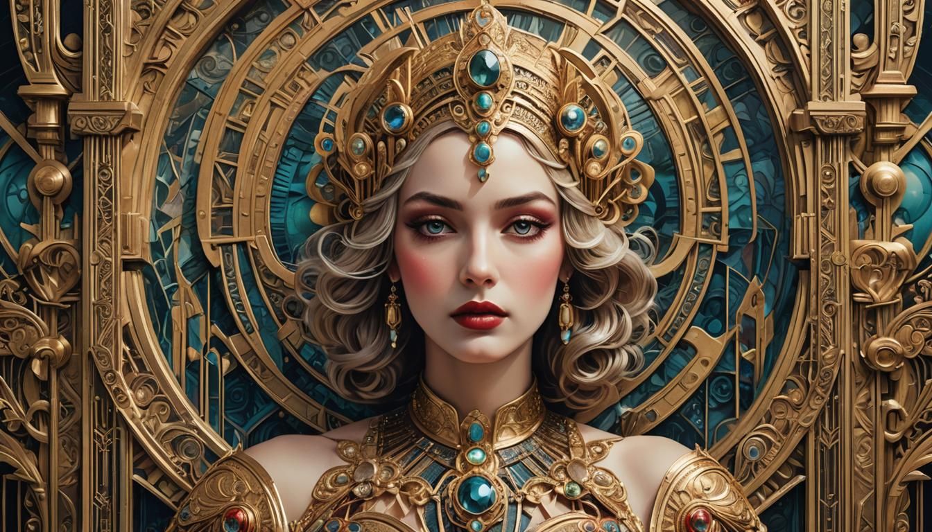 Surreal Art Deco Architecture in a Hyperdetailed Portrait