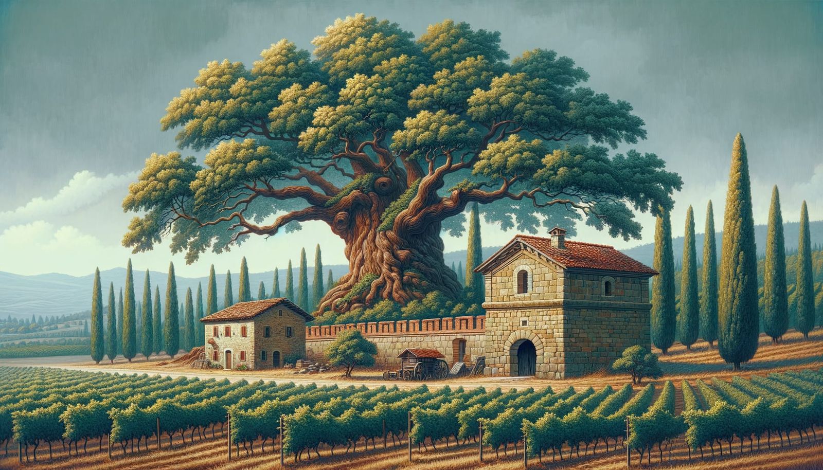 Soviet Realism: Chestnut Tree and Red Tile Roof