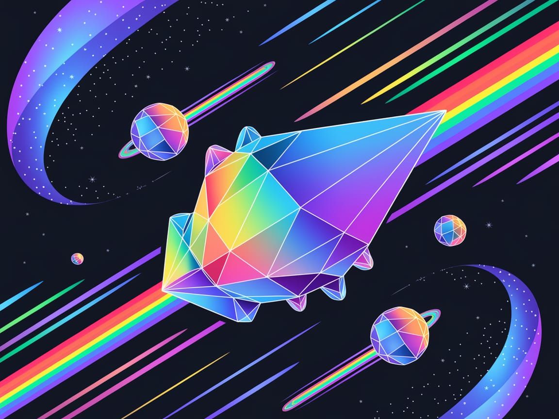 Crystal Spaceship Radiates Rainbows in Deep Space