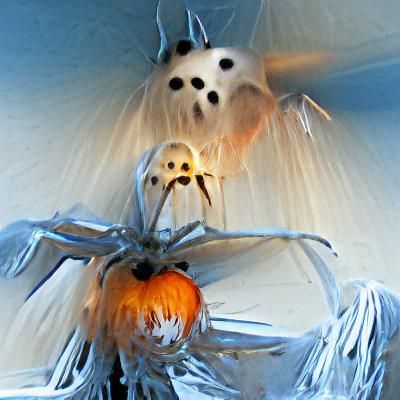 Eerie Spider-Limbed Pumpkin Head in Digital Art Style