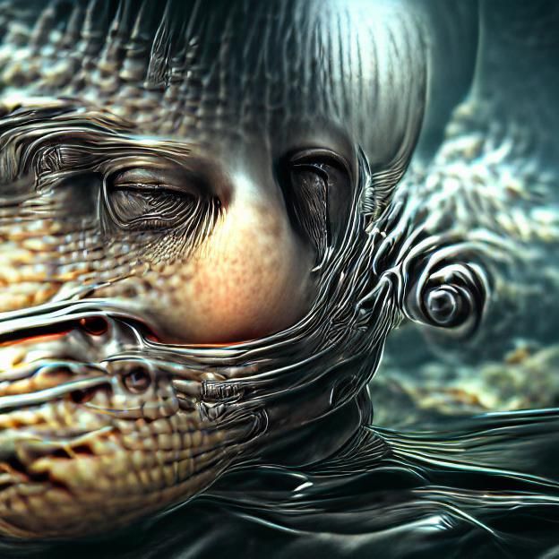 Surreal Fibonacci Sequence in Giger Style