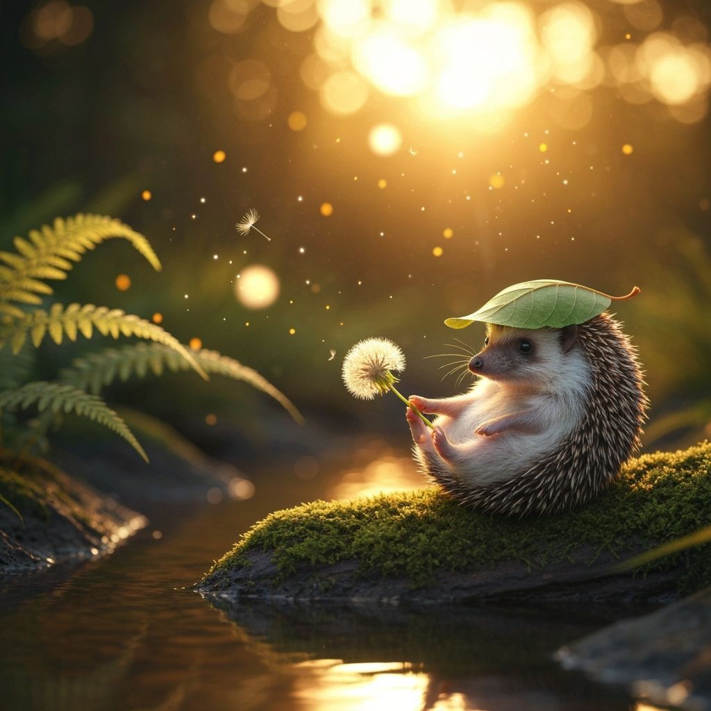 Peaceful Hedgehog in Golden Forest Light