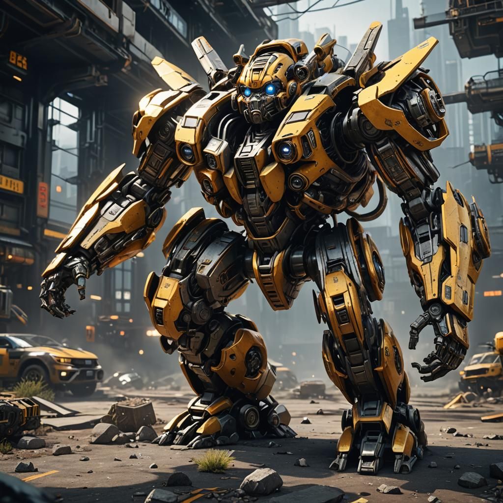 Futuristic Bumblebee Robot in Sci-Fi Style