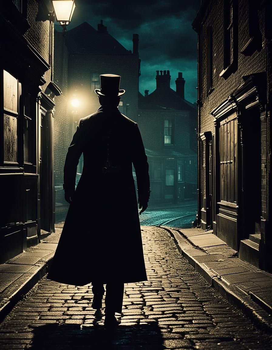 Dramatic Victorian Street Scene at Night