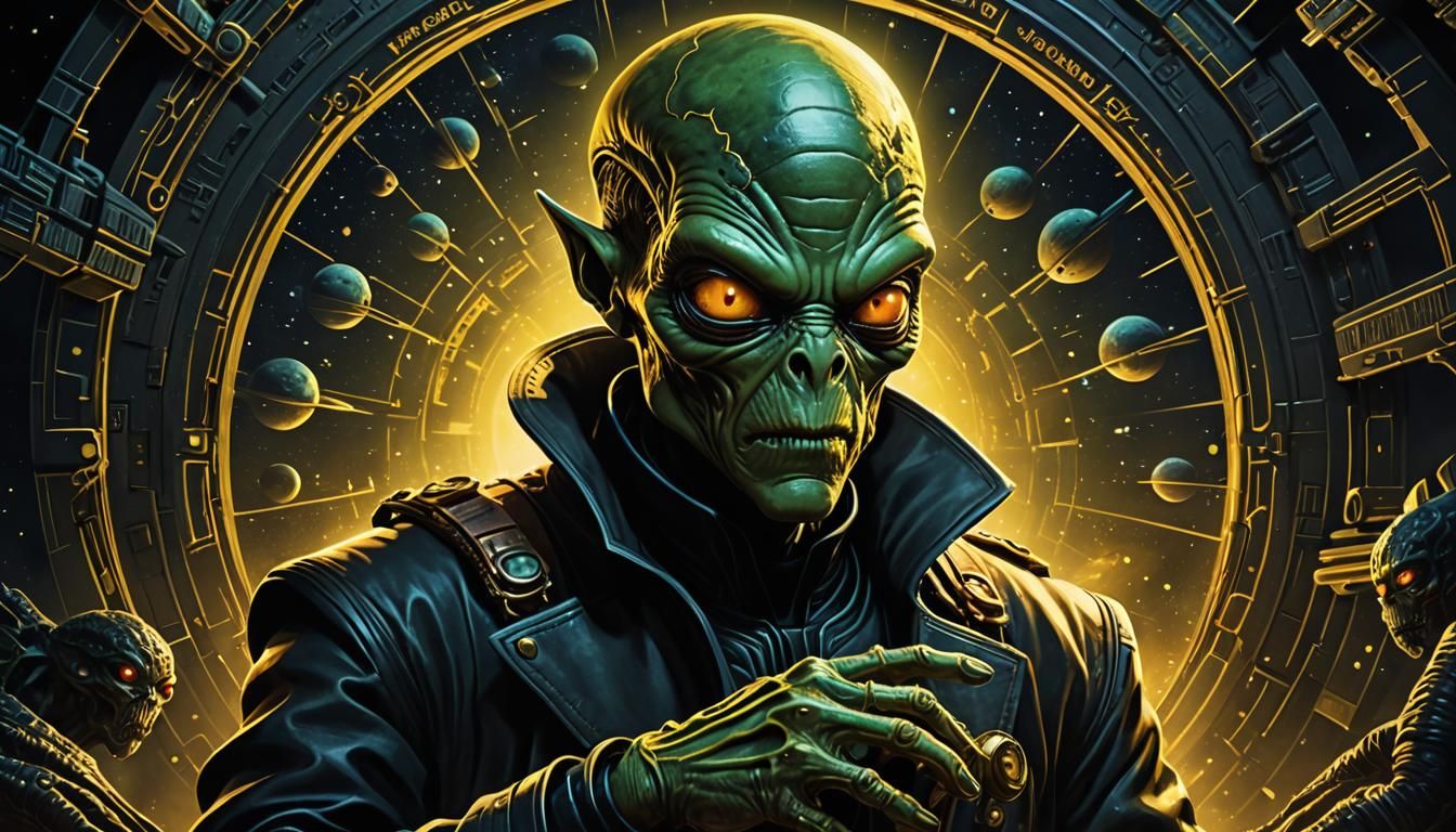Alien Smuggler Wanted Poster in Dark Fantasy Style