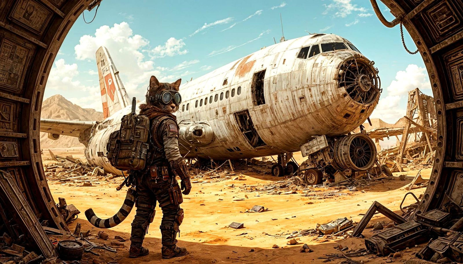 Kitty scavenging the wastelands.