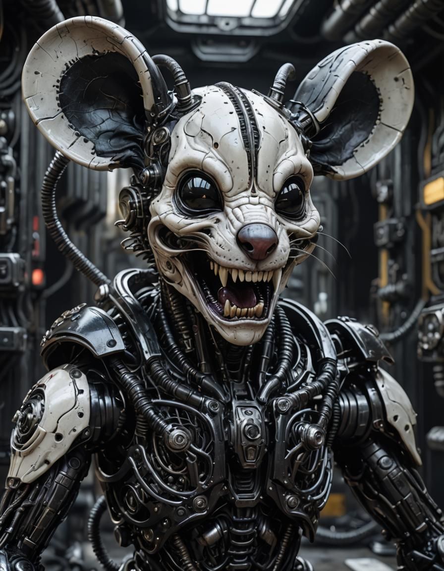 Cyborg Alien Mouse: A Giger-Inspired Mutant