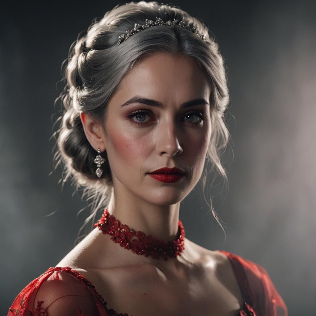 Elegant Woman in Red Dress, Dutch Masters Portrait