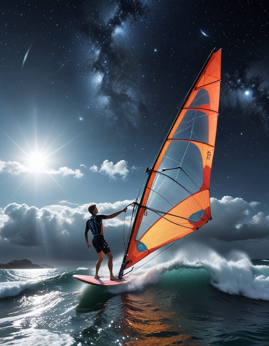 Cosmic Windsurfing: A Celestial Adventure