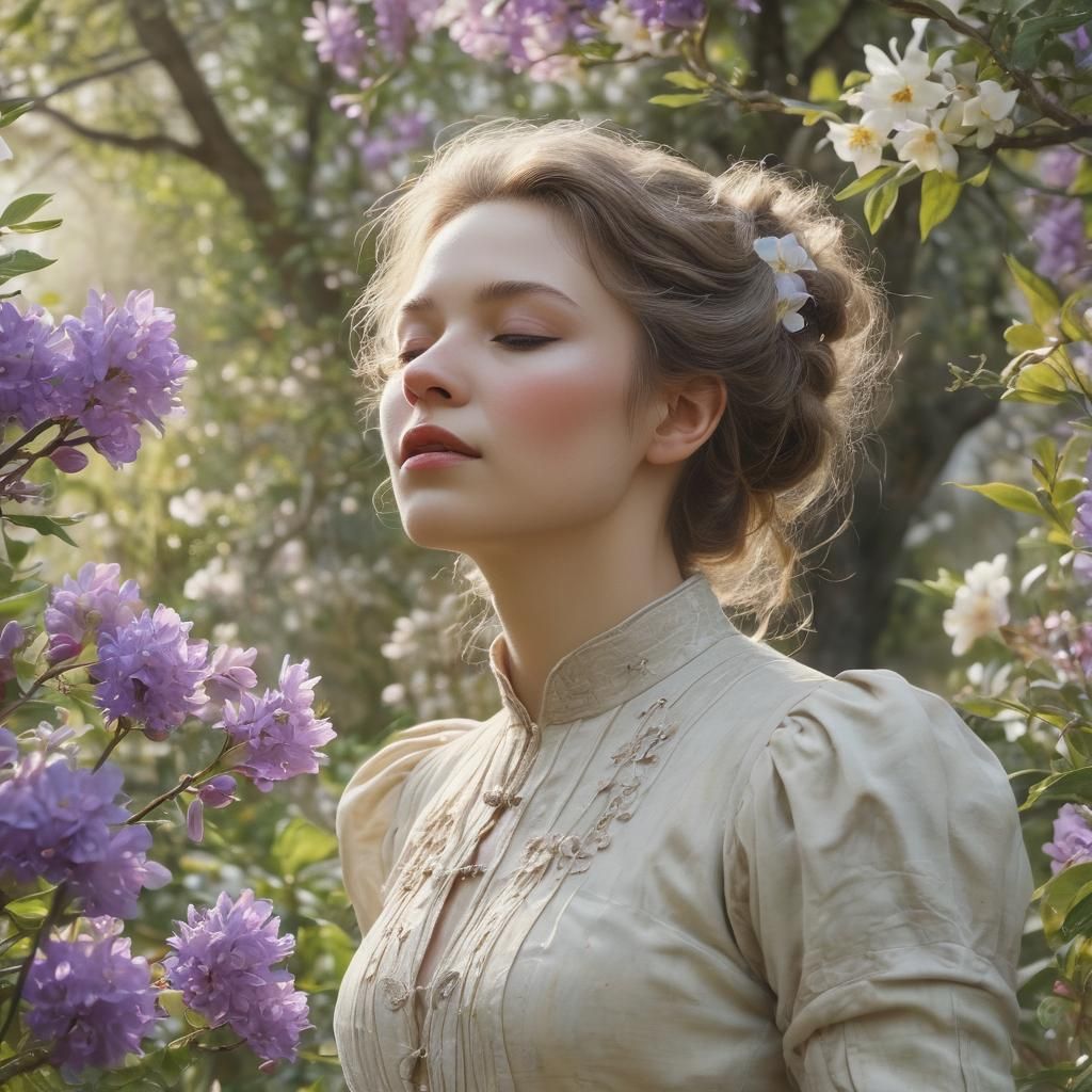 Lady Hyacintha's Spring Awakening: Watercolor Portrait