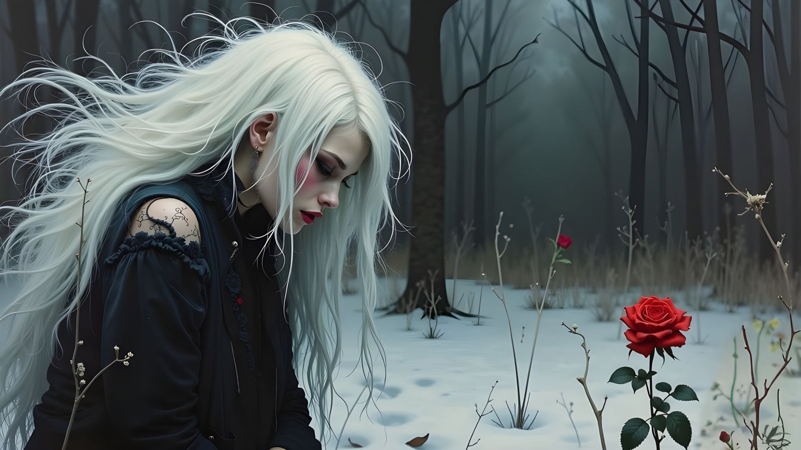 Ethereal Gothic Pixie in a Dead Winter Garden