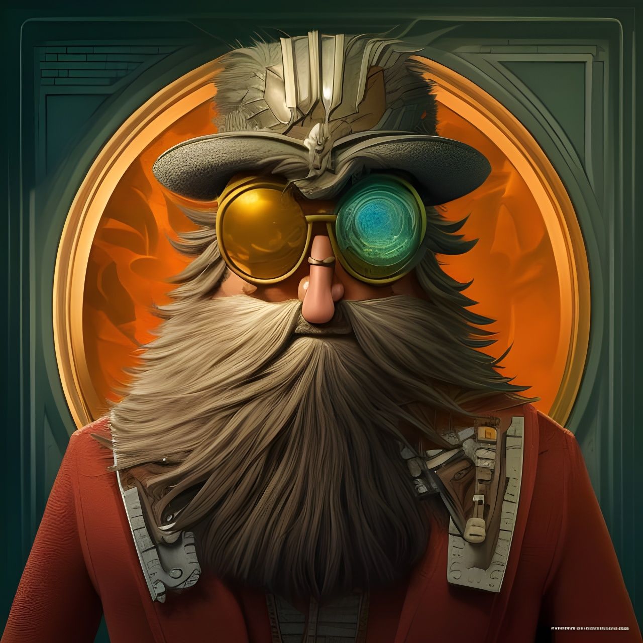 Humorous 3D Portrait of a Fluffy Bearded Man