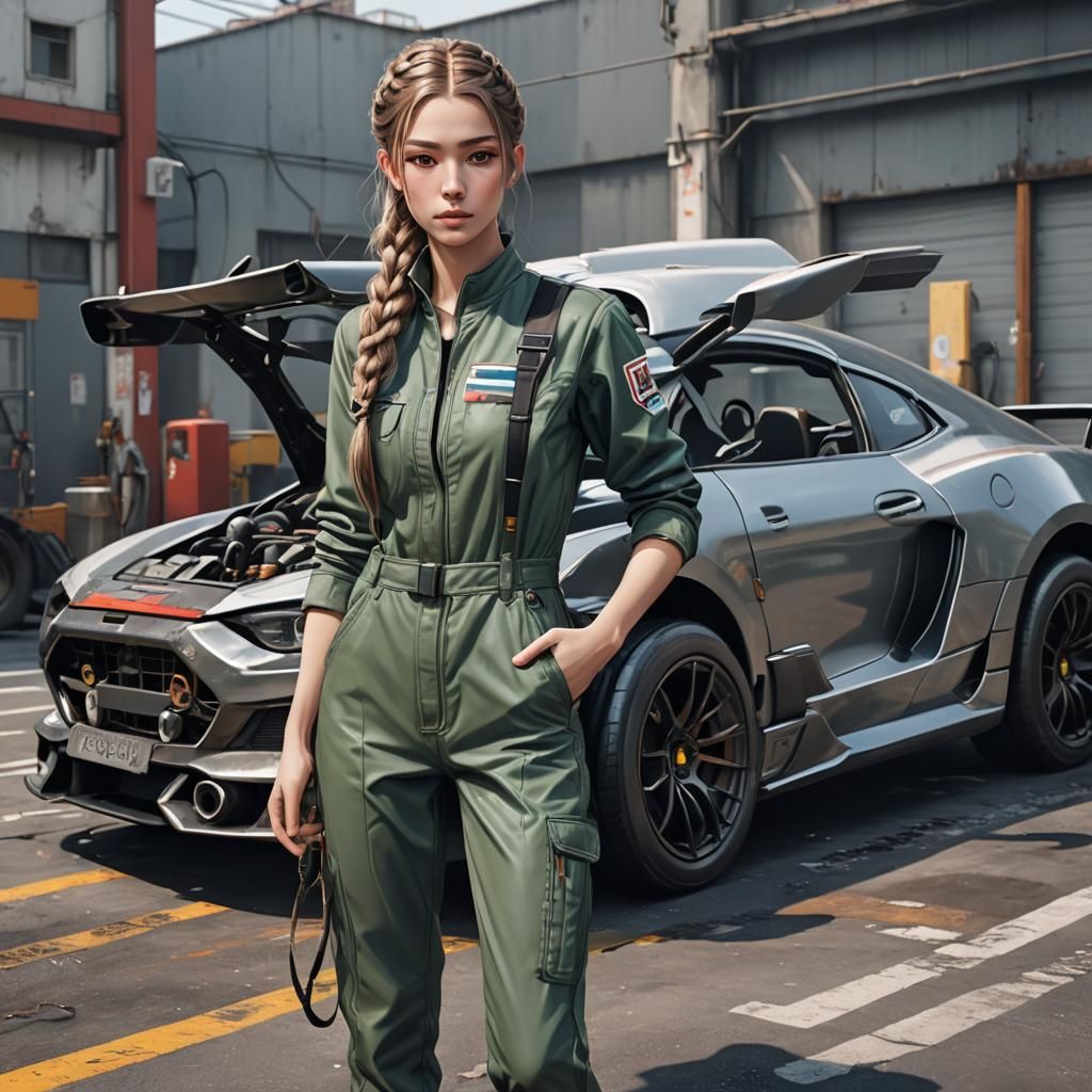 Italian Supermodel Lifts Car: 3D Anime Art