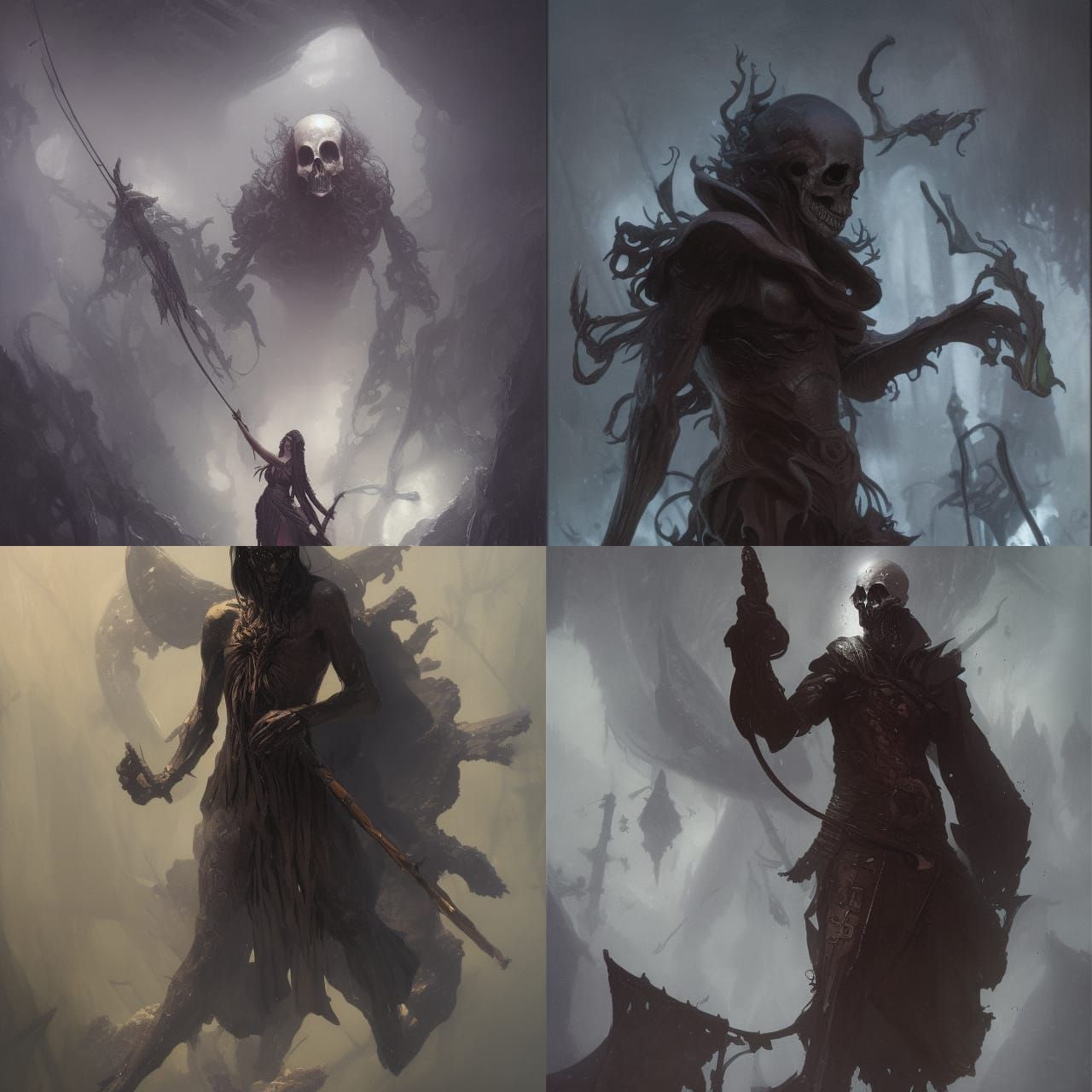 Sinister Ankou: A Cosmic Mixed Media Illustration