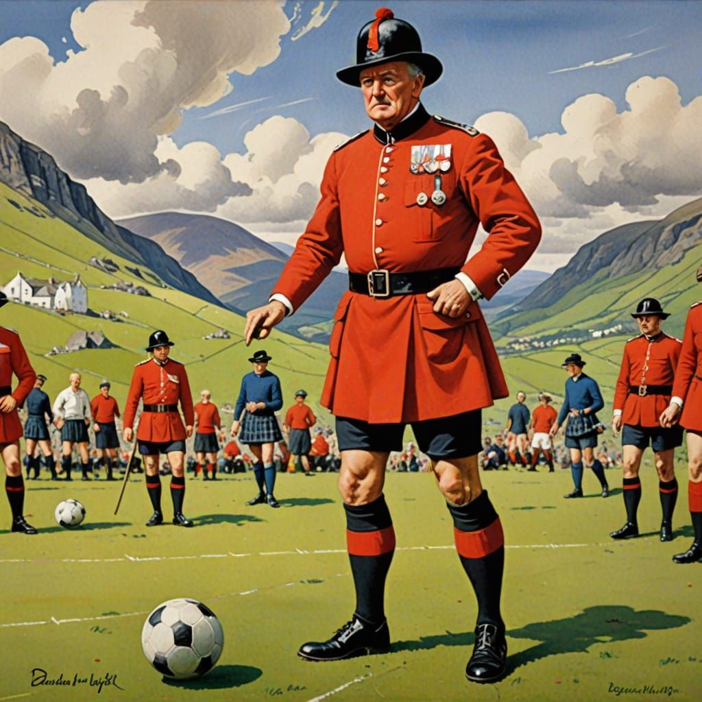 Beefeater, Football, Scottish Highlands, Quirky,  Painting,  Donald McGill  saucy postcard art 

Barbara Hepworth