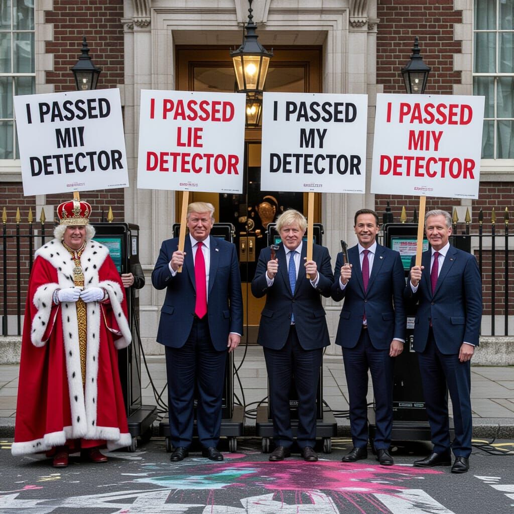 Famous Figures Pass Lie Detector Test in Graffiti Art