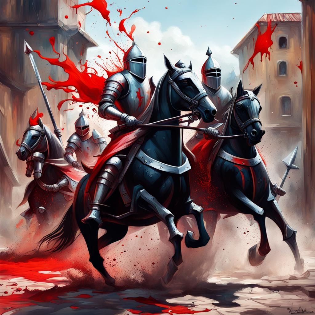 Medieval Knights Battle: Graffiti Art Style