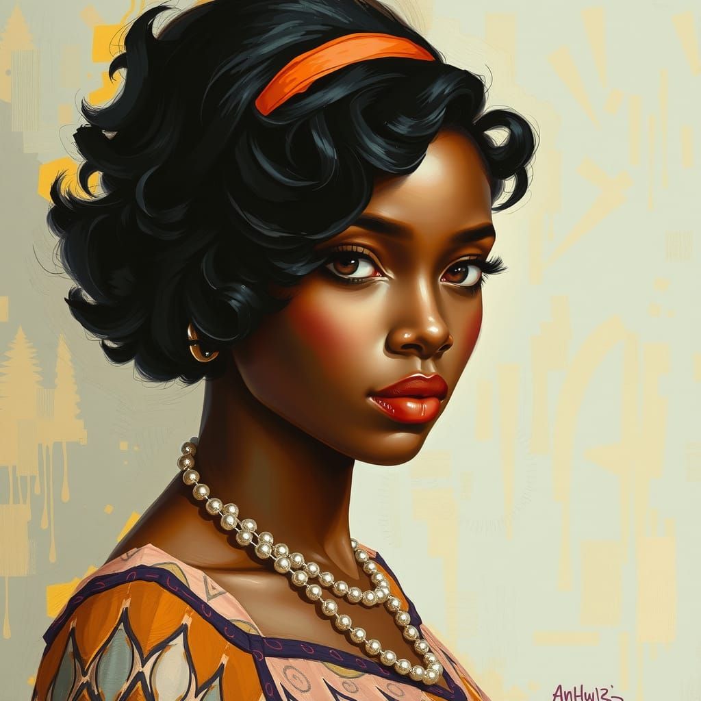 Flapper Portrait in Harlem Renaissance Style