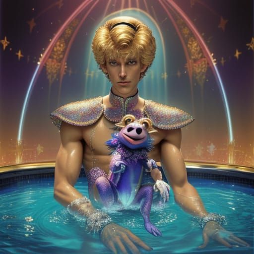 Campy Whirlpool Scene in Vibrant, Glittering Pierre et Gille...