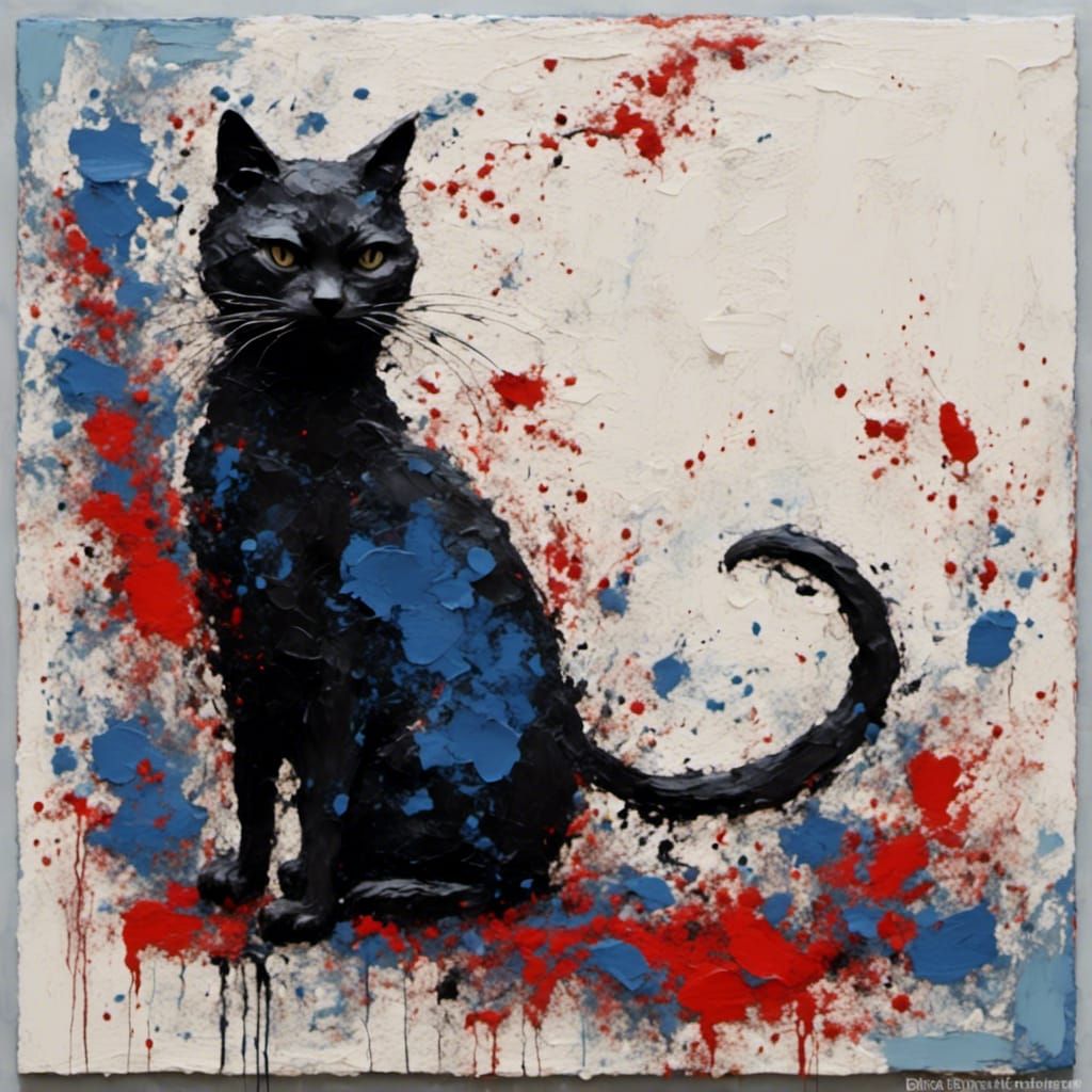 Elegant Black Cat with French Artistic Flair