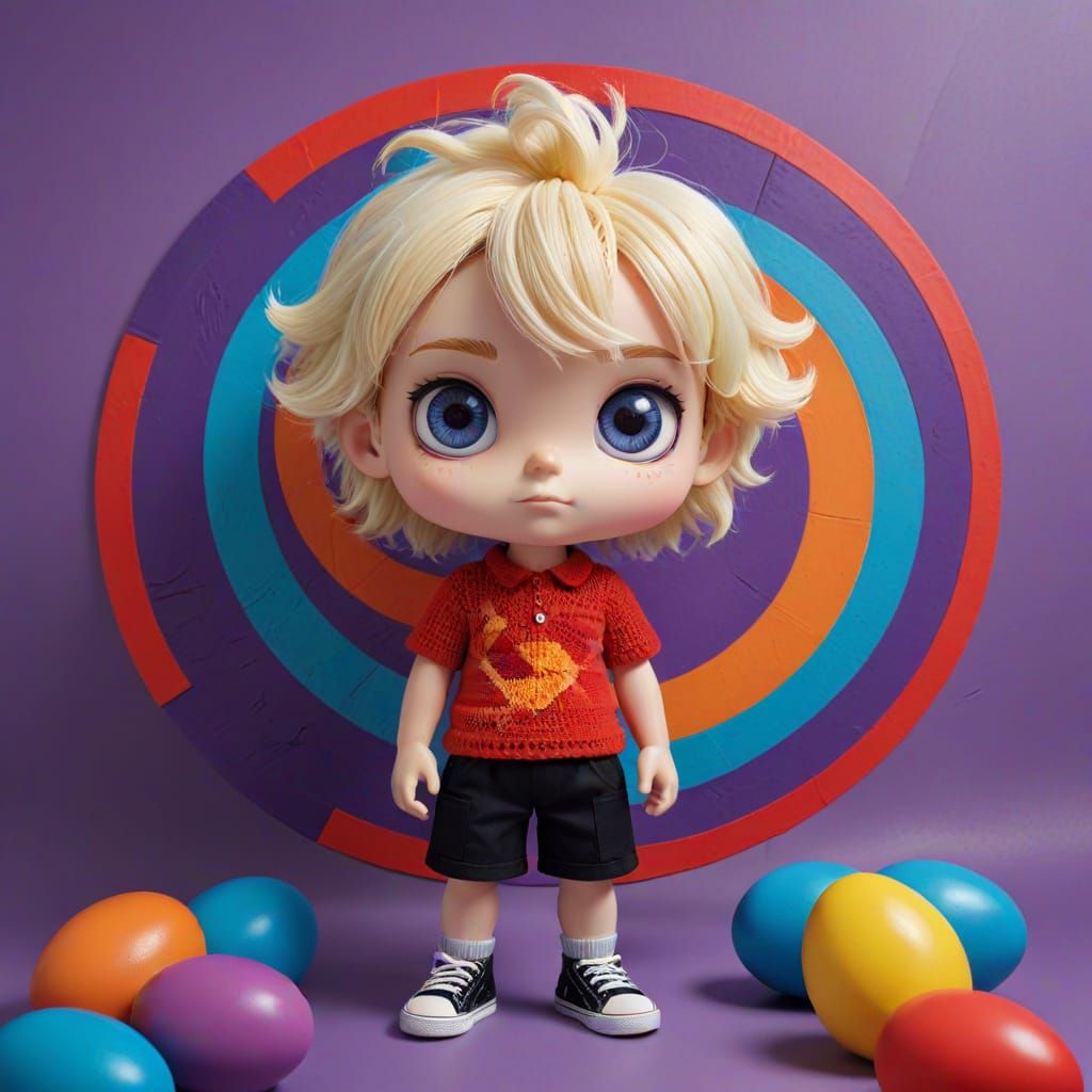 Psychedelic Chibi Boy with Easter Bunny