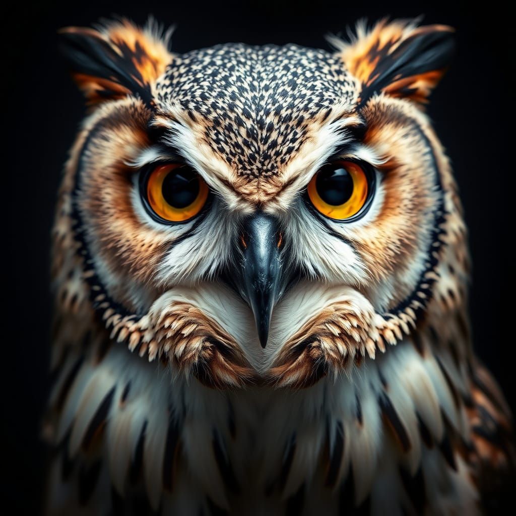 Hyper-Realistic Owl Portrait with Piercing Eyes