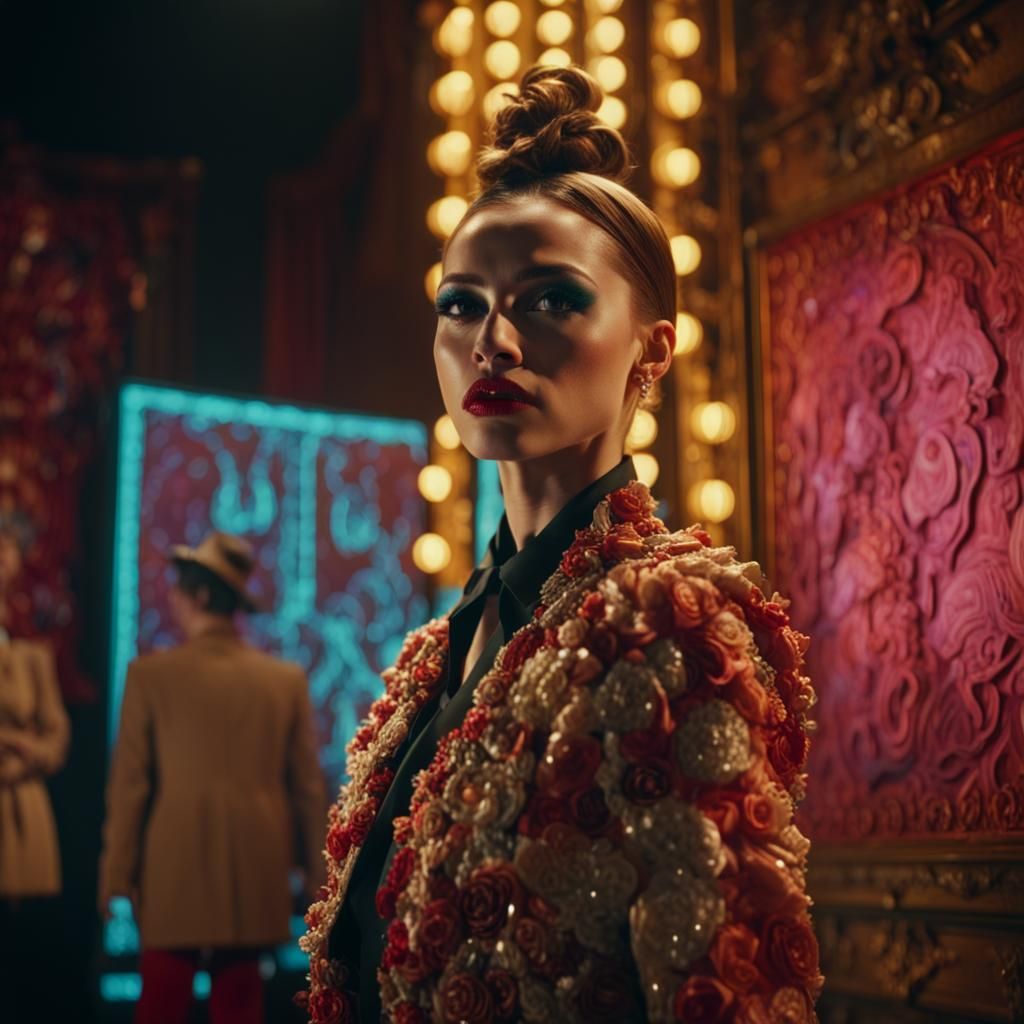 Spotlit Performer in Hyper-Realistic Cinematic Still