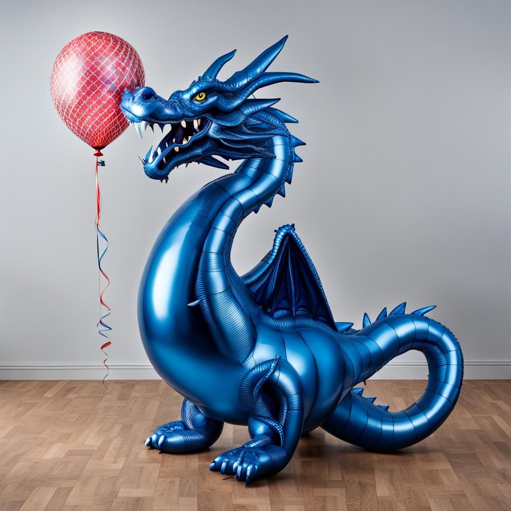 Large Blue Dragon Balloon Illustration