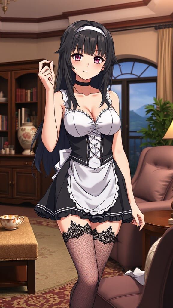 Yor Forger Maid Outfit in Anime Style