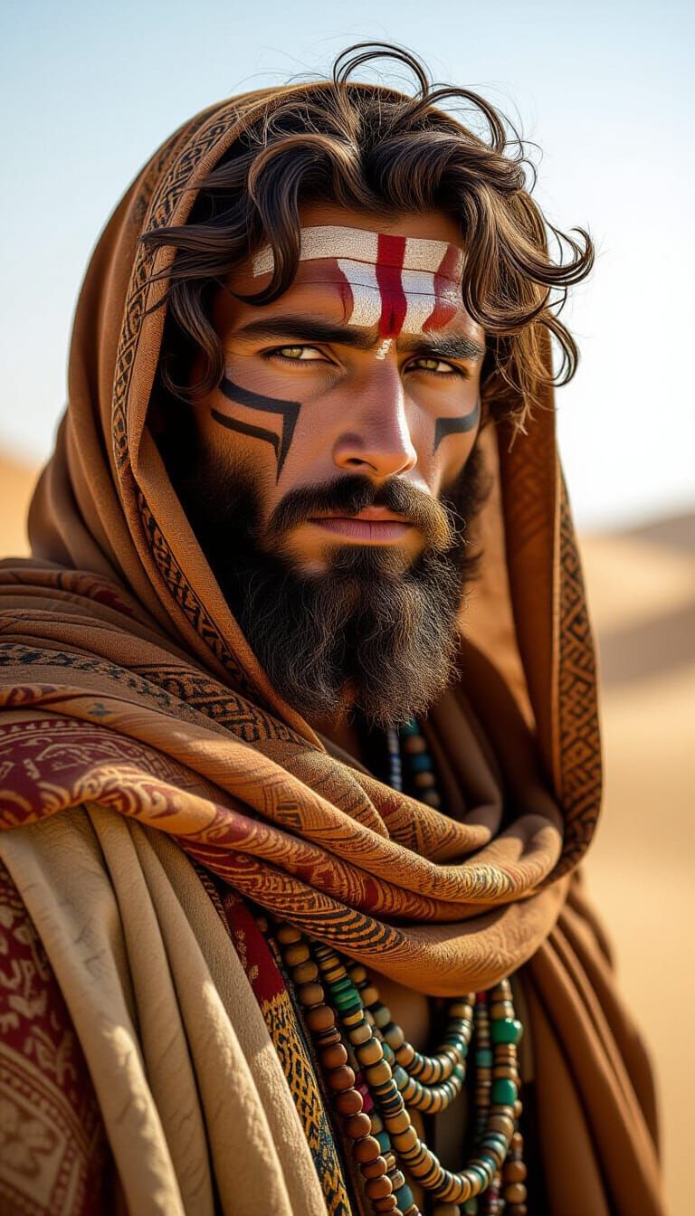 Dramatic Nomad Warrior Portrait in Photorealistic Style