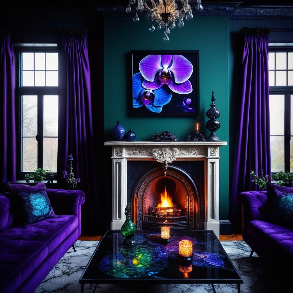 Wiccan penthouse with beautiful Emerald green walls with Bla...