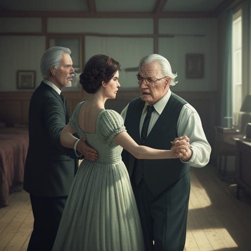Trevor Dances With Elderly Couple In Eerie Film Still