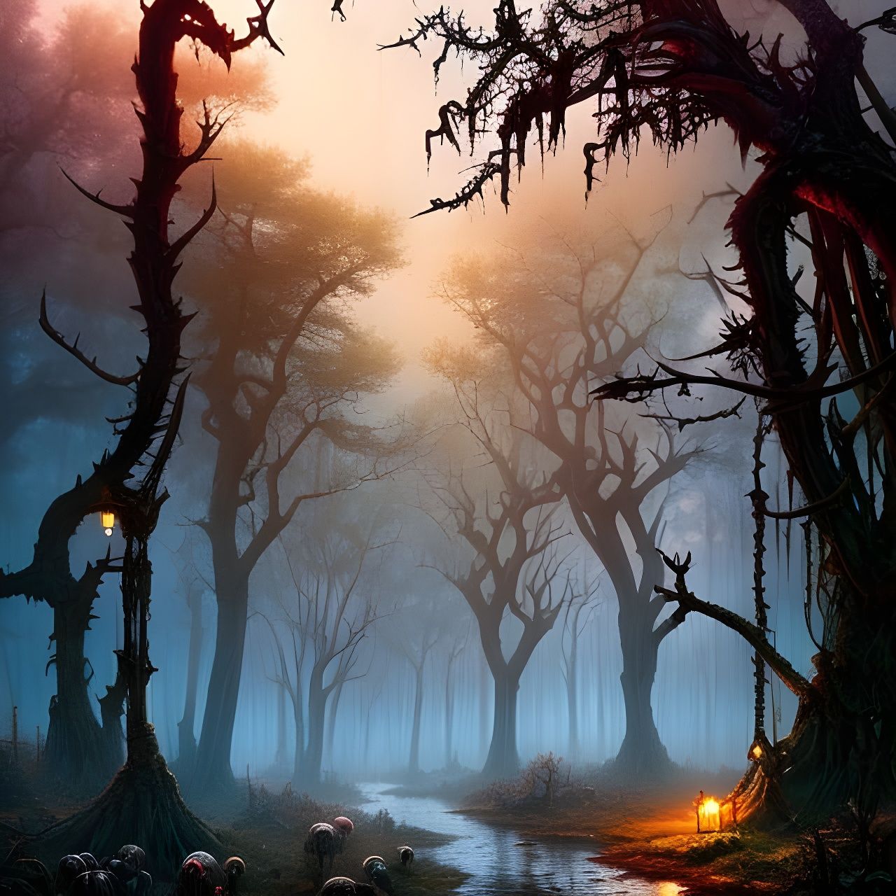 Creepy Skull Cottage in Misty Thorn Forest