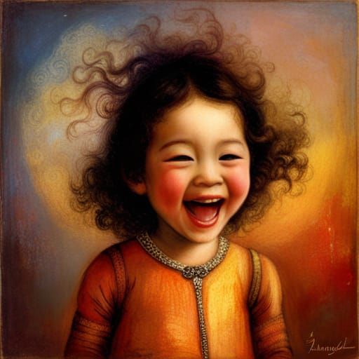 Laughing Girl in Surreal Portrait Style