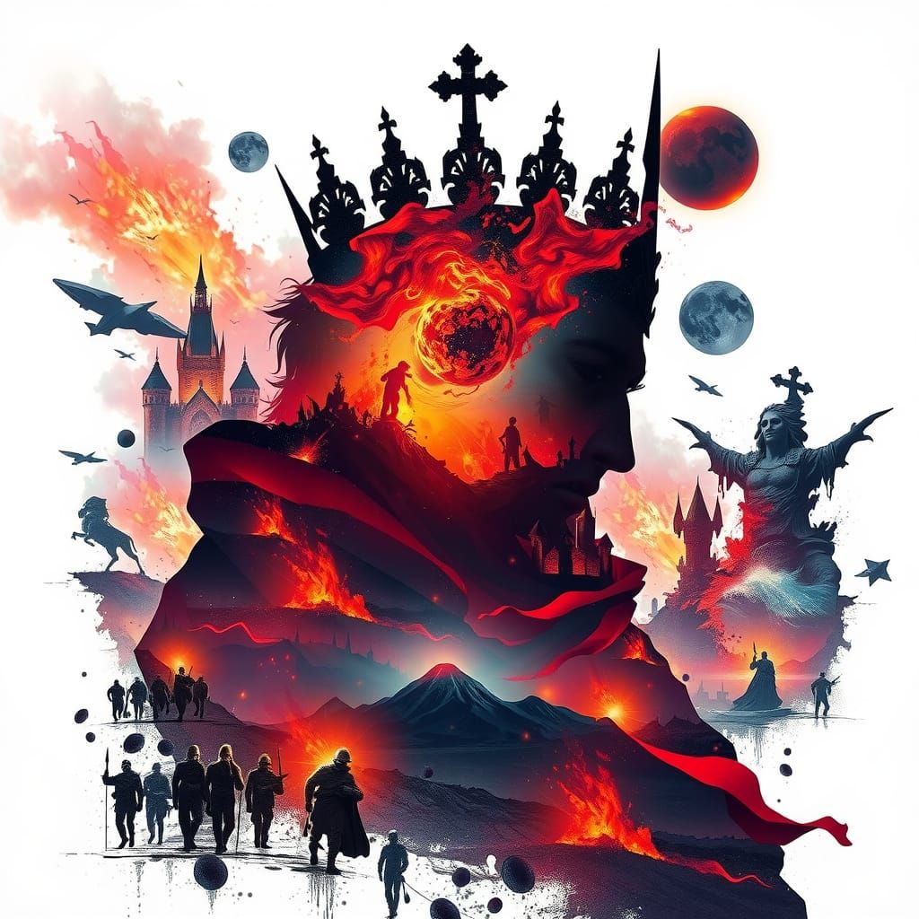 Corrupt King in Apocalyptic Double Exposure Concept Art