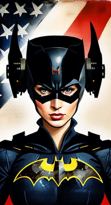 Batwoman in Roy Lichtenstein Style WW2 Poster